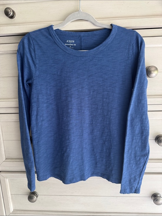 J. Crew Tops - J. Crew Blue Long-Sleeve Girlfriend Tee SZ Small